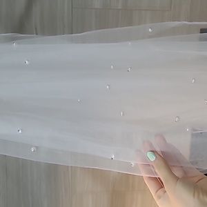 Cathedral Length Pearl Tulle Veil w/ Silver Comb - 80” Long - NWOT